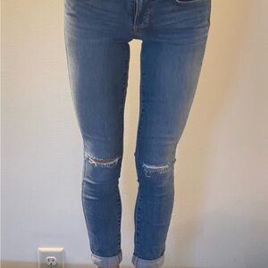 PAIGE Blue Skinny Jeans Distressed Style Size 25